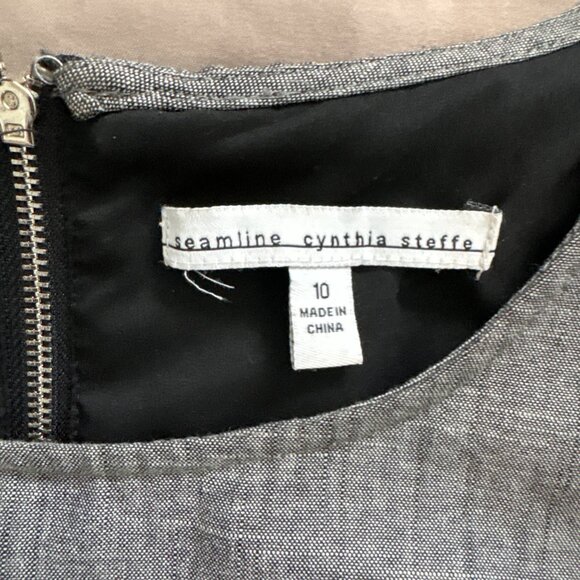 🔥 Cynthia Steffe Chambray Ruffle Dress Sz 10 Shoulder Zip Tiered - Picture 2 of 5